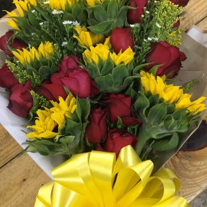 Sunflowers & Red Roses mixed