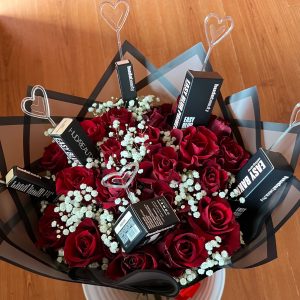Red Roses with Gifting supplied by sender.