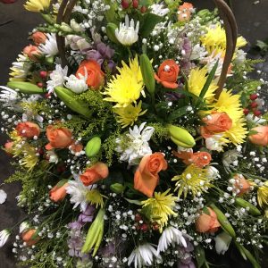 Mixed Yellow & Orange with white and greenery Large basket