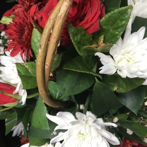Mixed Red Roses with white flowers