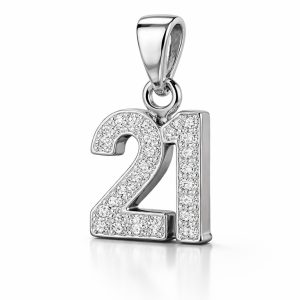 Sterling Silver 925 Pendant - 21 with cubic stone’s