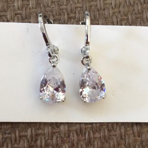 Costume Silver Earrings with Cubic Stone