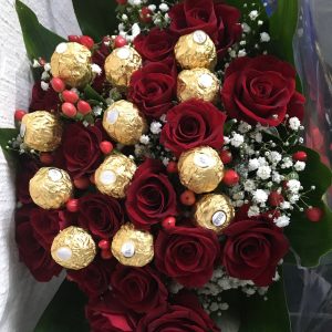 Red Roses 20 with Ferrero Rocher Chocolates