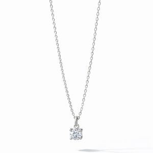 Sterling Silver 925 Ladies plain chain with square Pendant cubic stone - 45cm