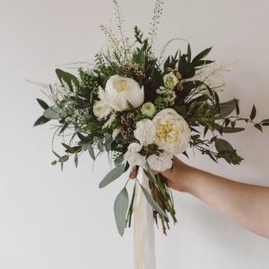 Small Bridal Bouquet with Pionies and Greenery